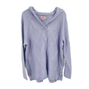 Evri Purple Cable Knit Long Line Hooded Cardigan Soft Sz 1X